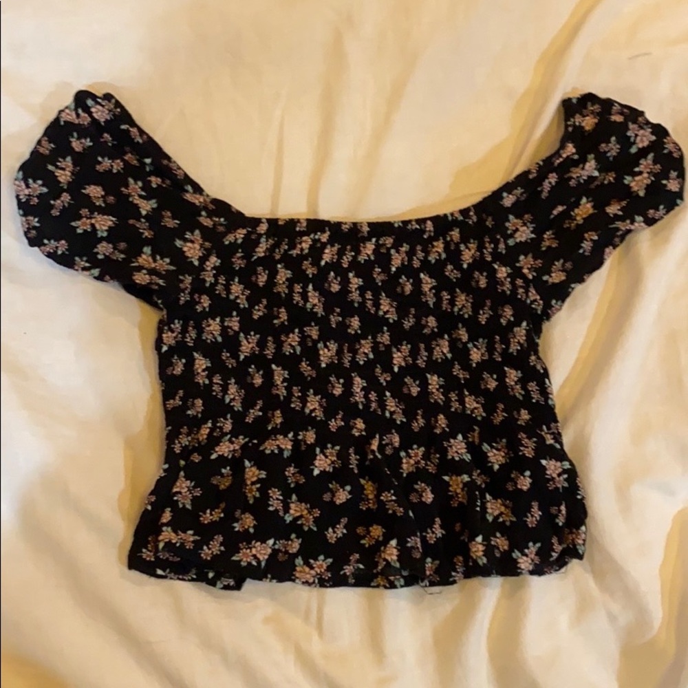 Floral cropped off the shoulder top